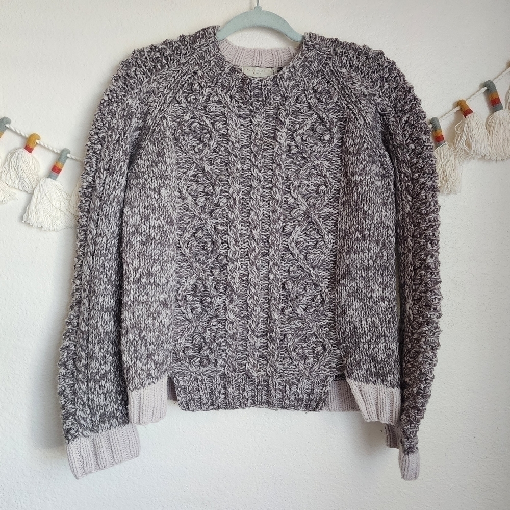 Stella McCartney Wool Cable Chunky Knit Crewneck Sweater Long Sleeve Kids 14